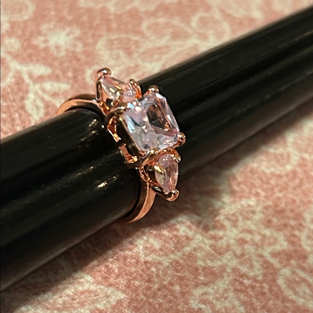 Rose Gold Plate Rhinestone Ring - Picture 2 of 12